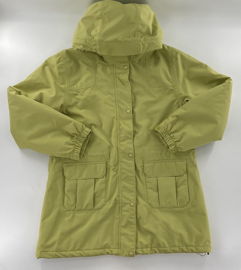 Land's End Jacket Womens Large 14-16 Green Sherpa Lined Coat Zip Up Hooded NEW L